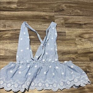 Forever 21 Blue and White Halter Blouse